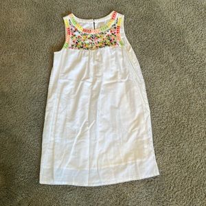 Embroidered Linen Blend Sleeveless Dress